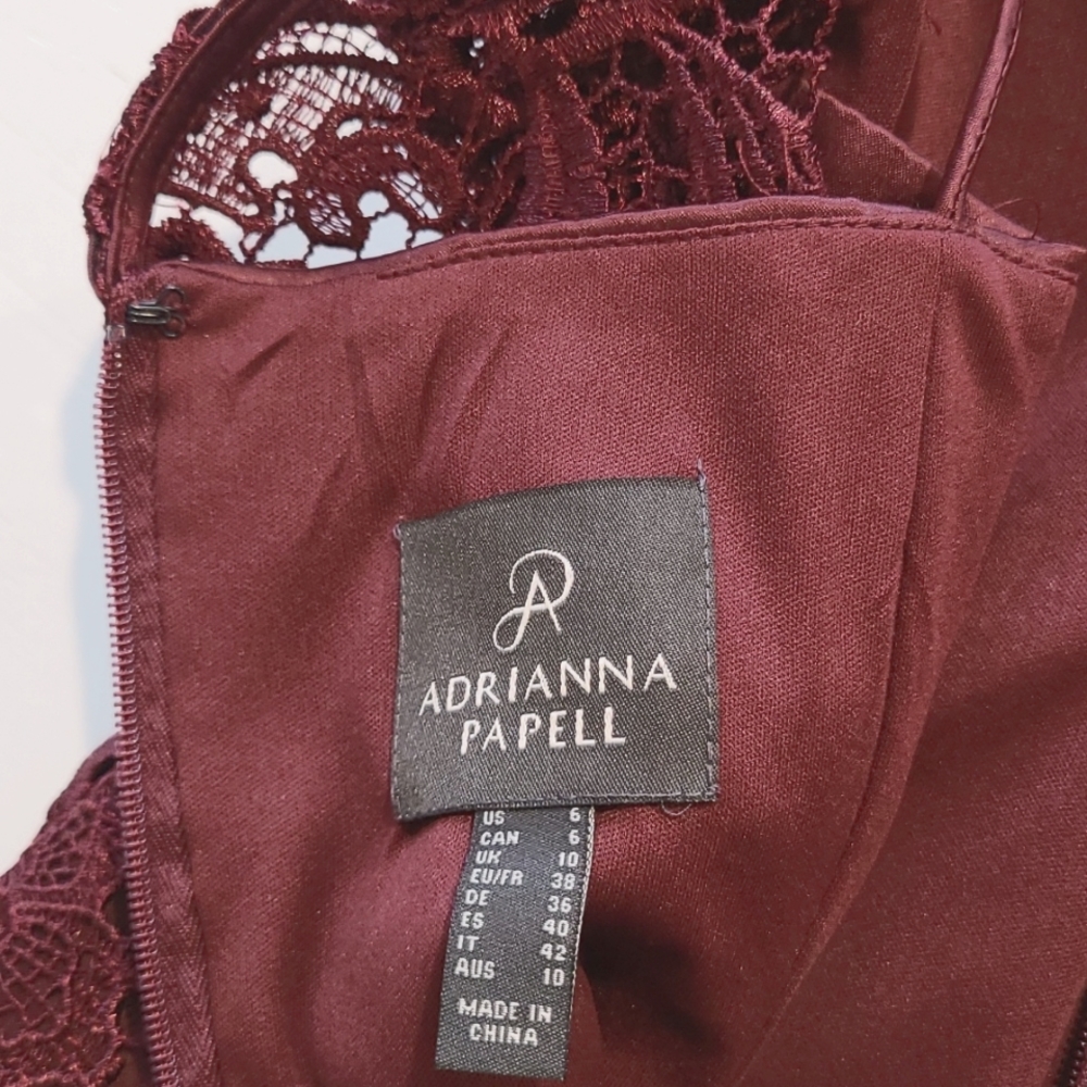 Adrianna Papell lace sheath dress in cabernet size 6 - Picture 4 of 4